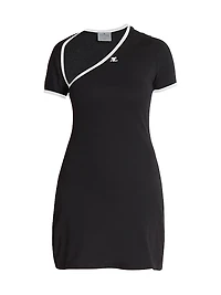 Cotton Asymmetric Slash Minidress