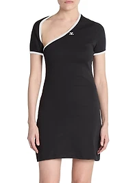 Cotton Asymmetric Slash Minidress