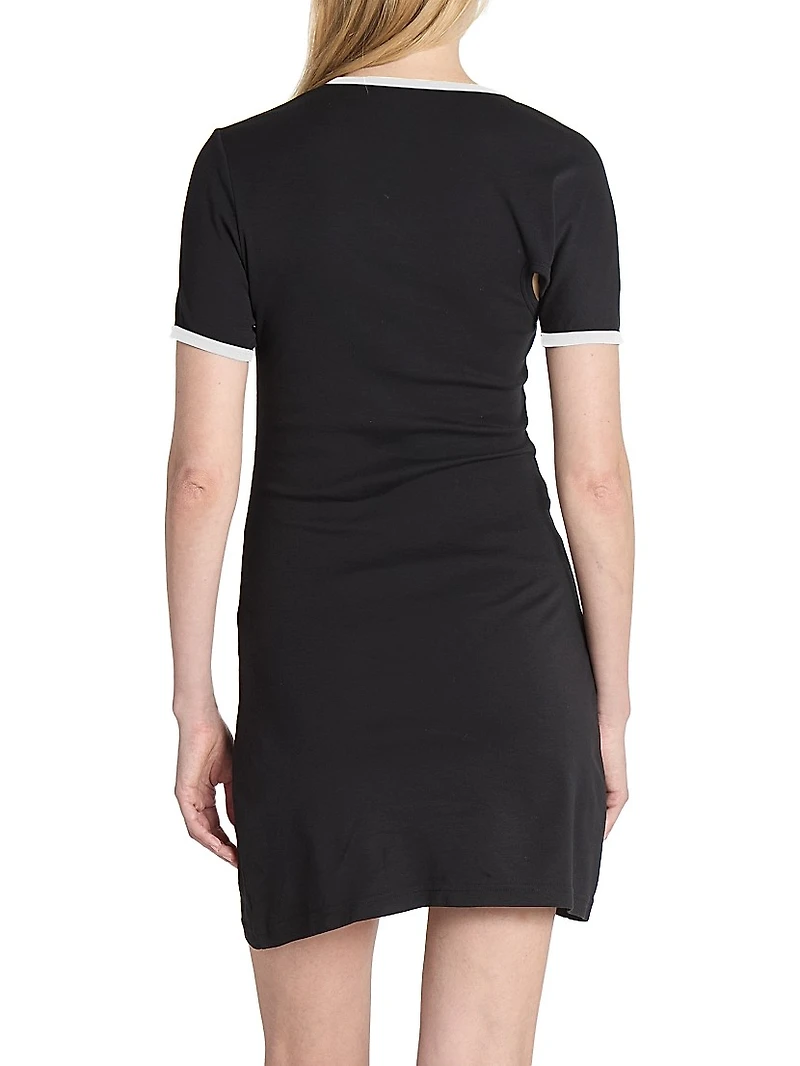 Cotton Asymmetric Slash Minidress