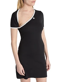 Cotton Asymmetric Slash Minidress
