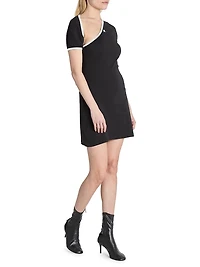 Cotton Asymmetric Slash Minidress