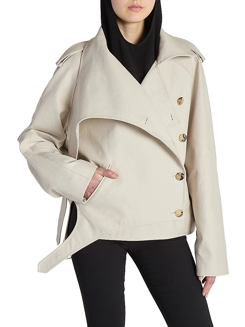 Oblique Short Trench Coat