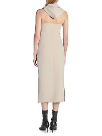 Oblique Space Side-Button Midi-Dress
