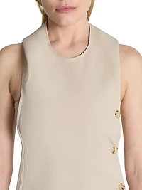 Oblique Space Side-Button Midi-Dress