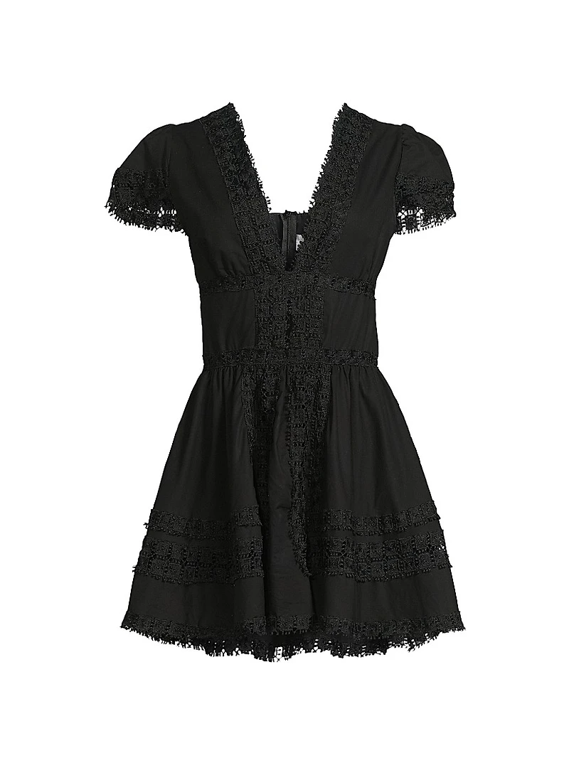 Piper Lace-Trimmed Cotton Minidress