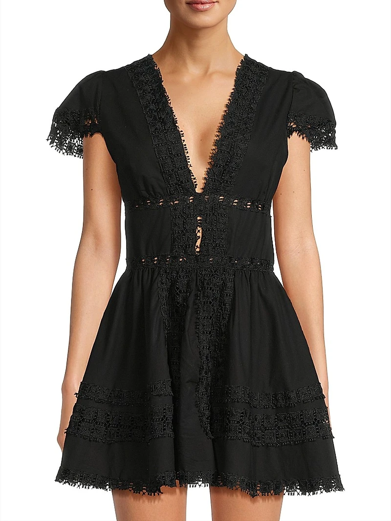 Piper Lace-Trimmed Cotton Minidress