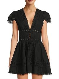 Piper Lace-Trimmed Cotton Minidress