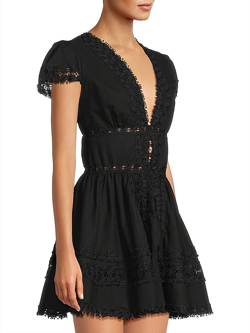 Piper Lace-Trimmed Cotton Minidress