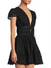 Piper Lace-Trimmed Cotton Minidress