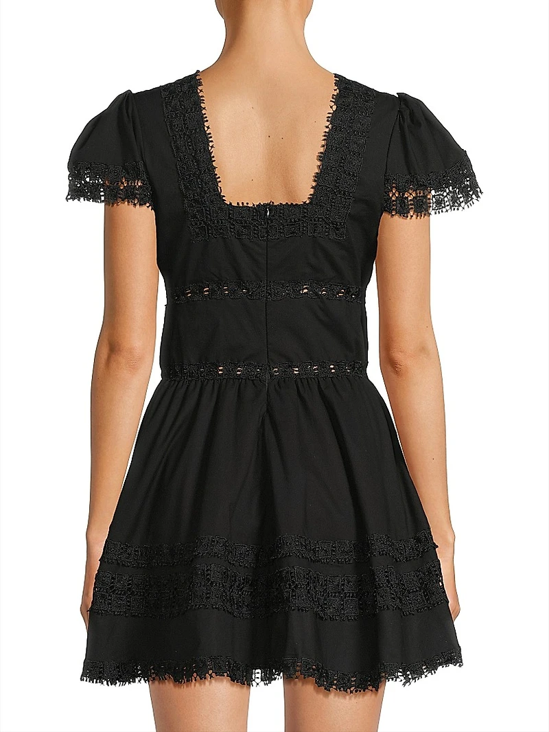 Piper Lace-Trimmed Cotton Minidress