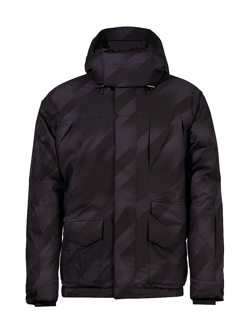 Max Houndstooth Down Hooded Ski Parka