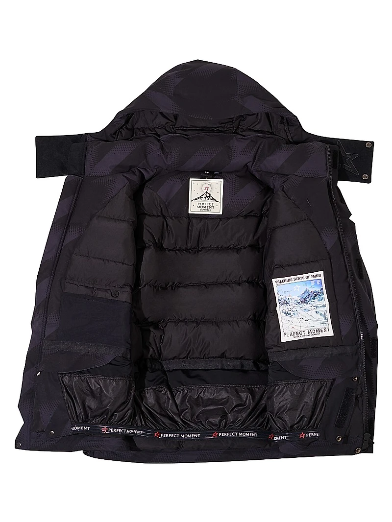 Max Houndstooth Down Hooded Ski Parka
