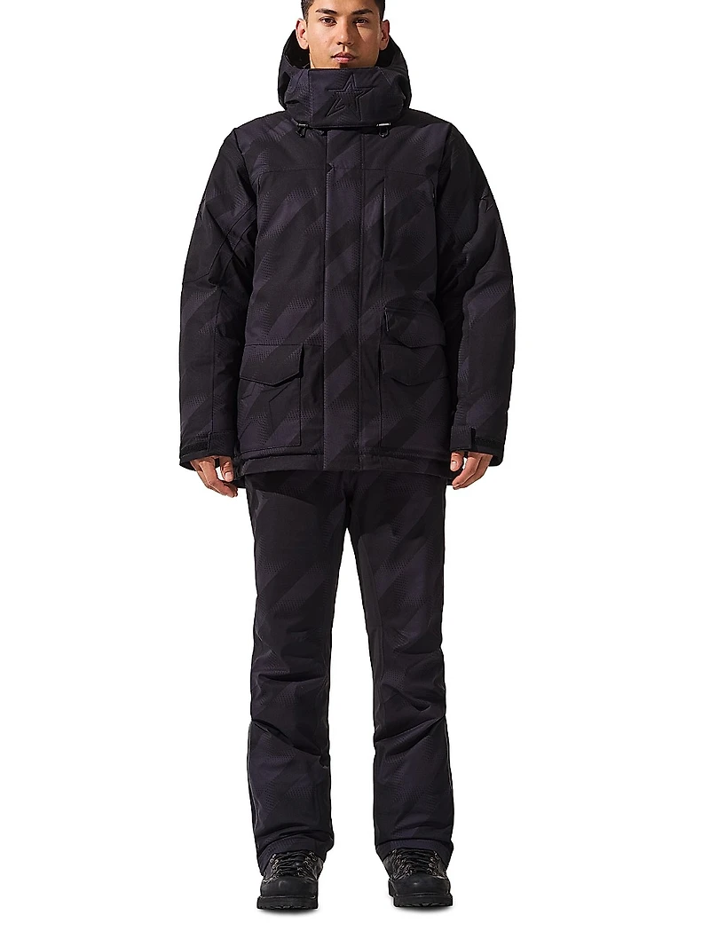 Max Houndstooth Down Hooded Ski Parka