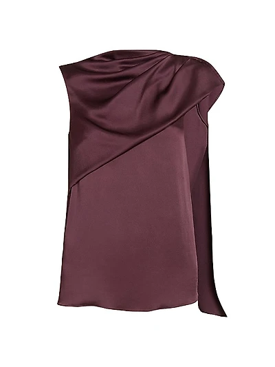 Satin Asymmetric Draped Blouse