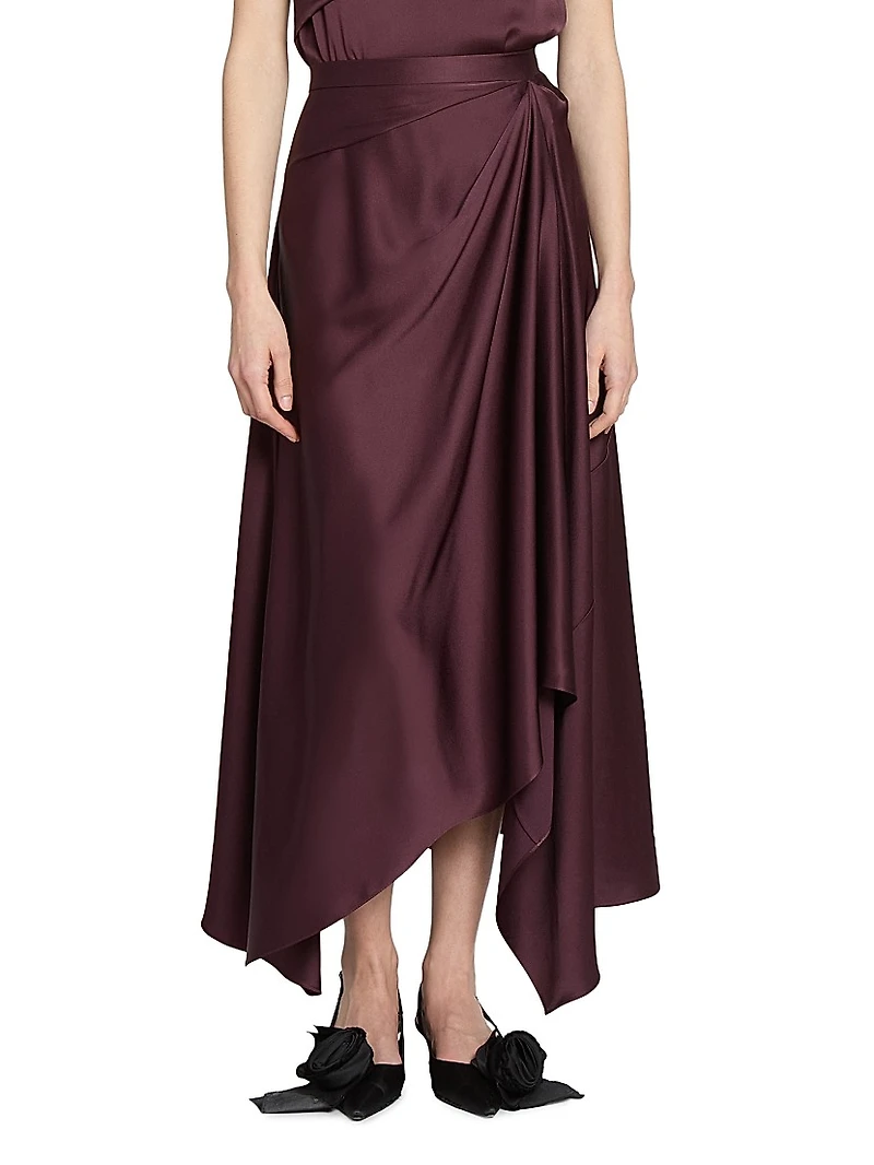 Asymmetric Satin Skirt
