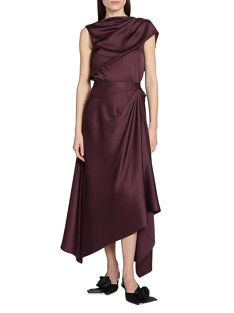 Asymmetric Satin Skirt