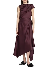 Asymmetric Satin Skirt