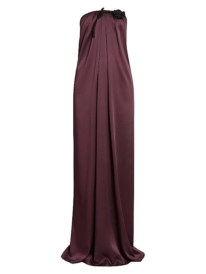 Bustier Draped Satin Gown