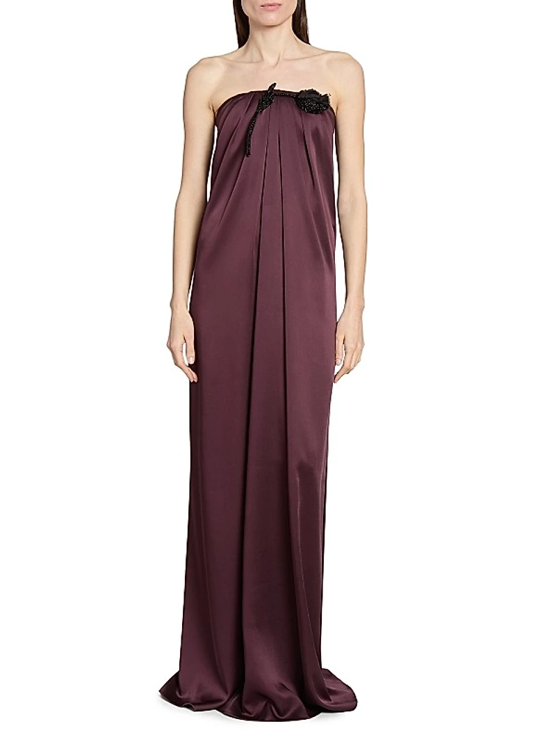 Bustier Draped Satin Gown