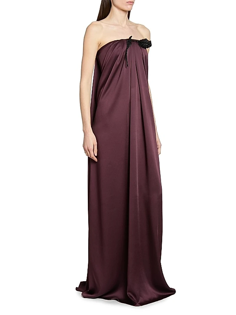 Bustier Draped Satin Gown