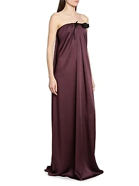 Bustier Draped Satin Gown