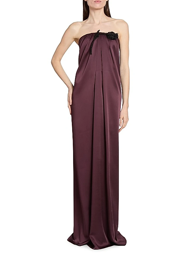 Bustier Draped Satin Gown