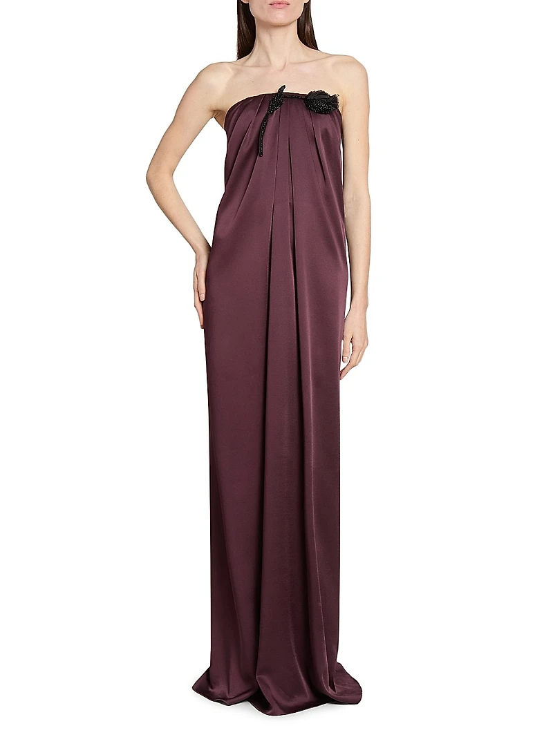 Bustier Draped Satin Gown