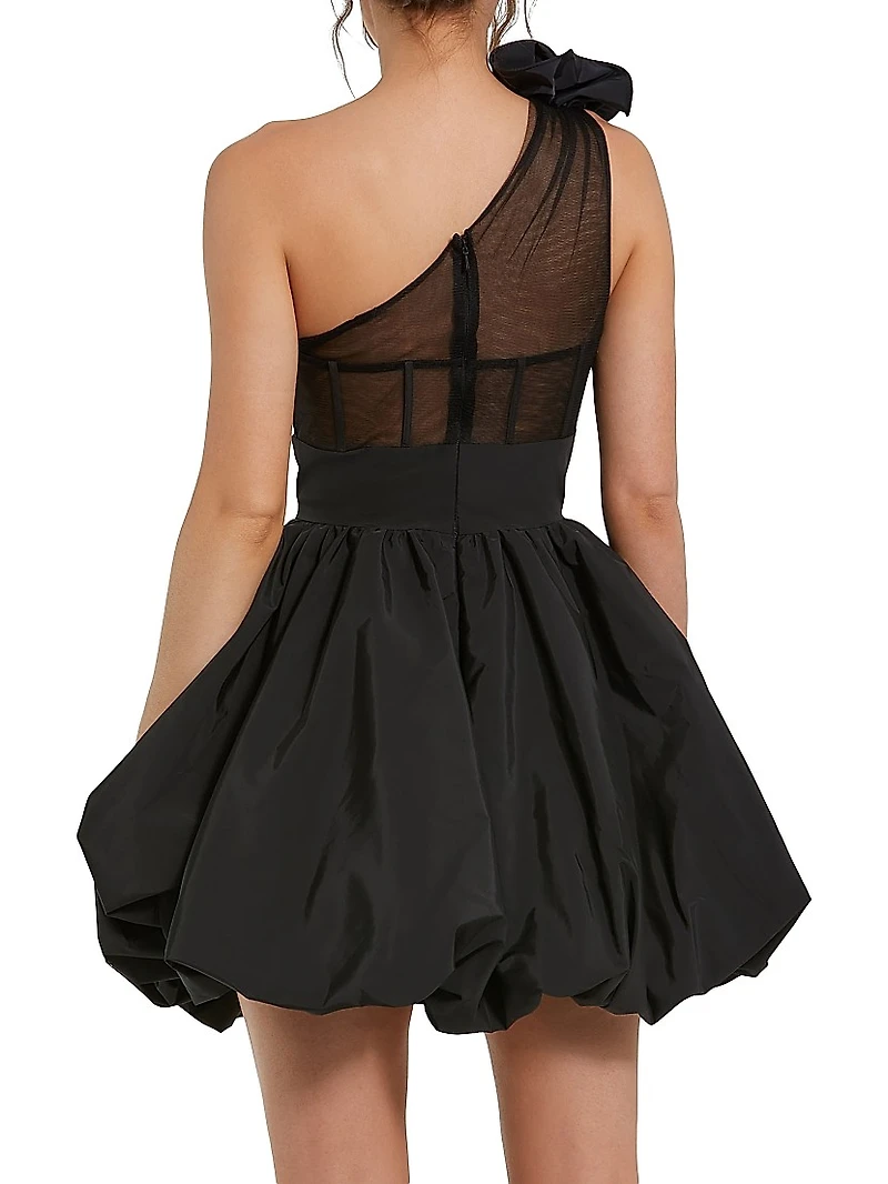 Taffeta Ruffled Bubble-Hem Minidress