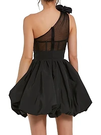 Taffeta Ruffled Bubble-Hem Minidress