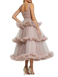 Polka Dot Ruffle Tulle Cocktail Dress