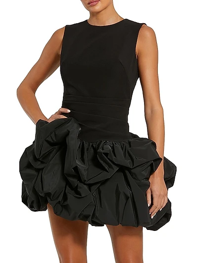 Gathered Taffeta Cocktail Minidress