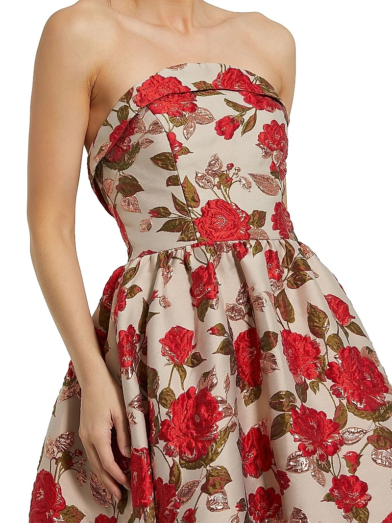 Peony Brocade Strapless Gown