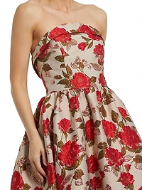 Peony Brocade Strapless Gown