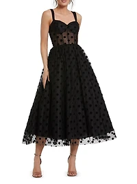 Polka Dot Tulle Bustier Cocktail Dress