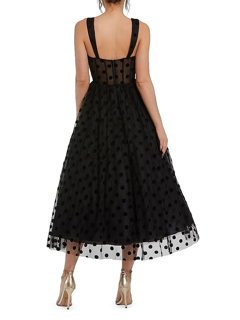 Polka Dot Tulle Bustier Cocktail Dress