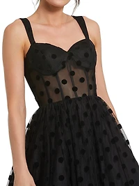 Polka Dot Tulle Bustier Cocktail Dress