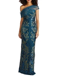 Jude One-Shoulder Beaded Gown