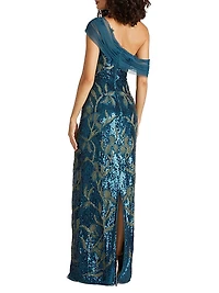 Jude One-Shoulder Beaded Gown