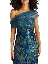 Jude One-Shoulder Beaded Gown