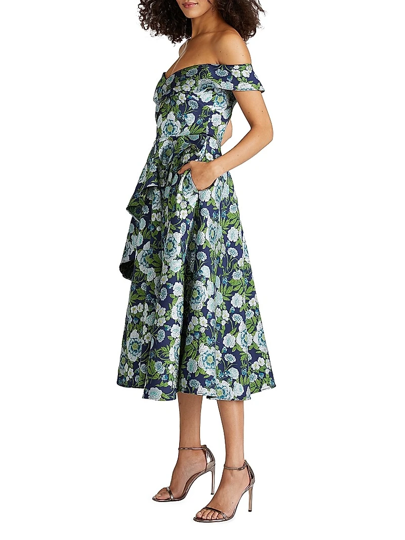 Tatum Peplum A-Line Midi-Dress