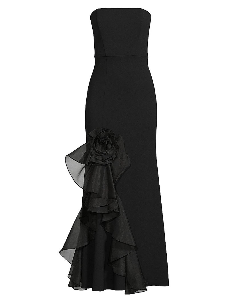 Tulle Rosette Strapless Mermaid Gown