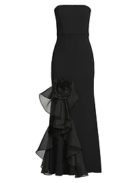 Tulle Rosette Strapless Mermaid Gown