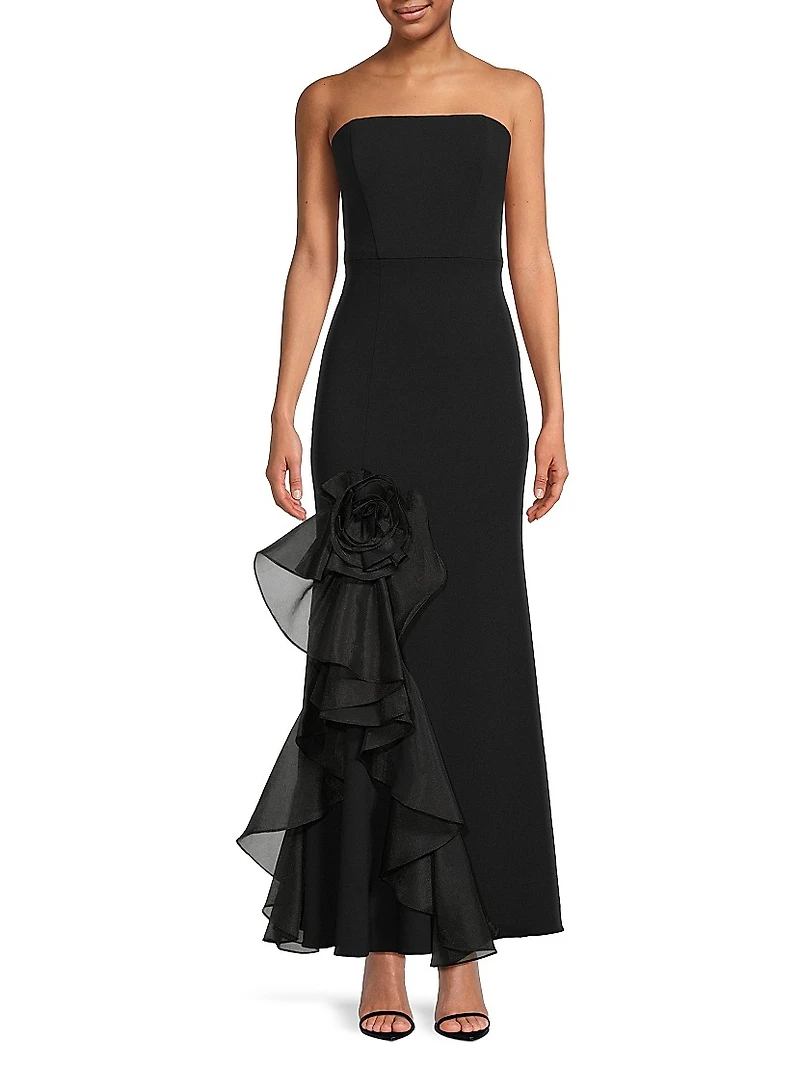 Tulle Rosette Strapless Mermaid Gown