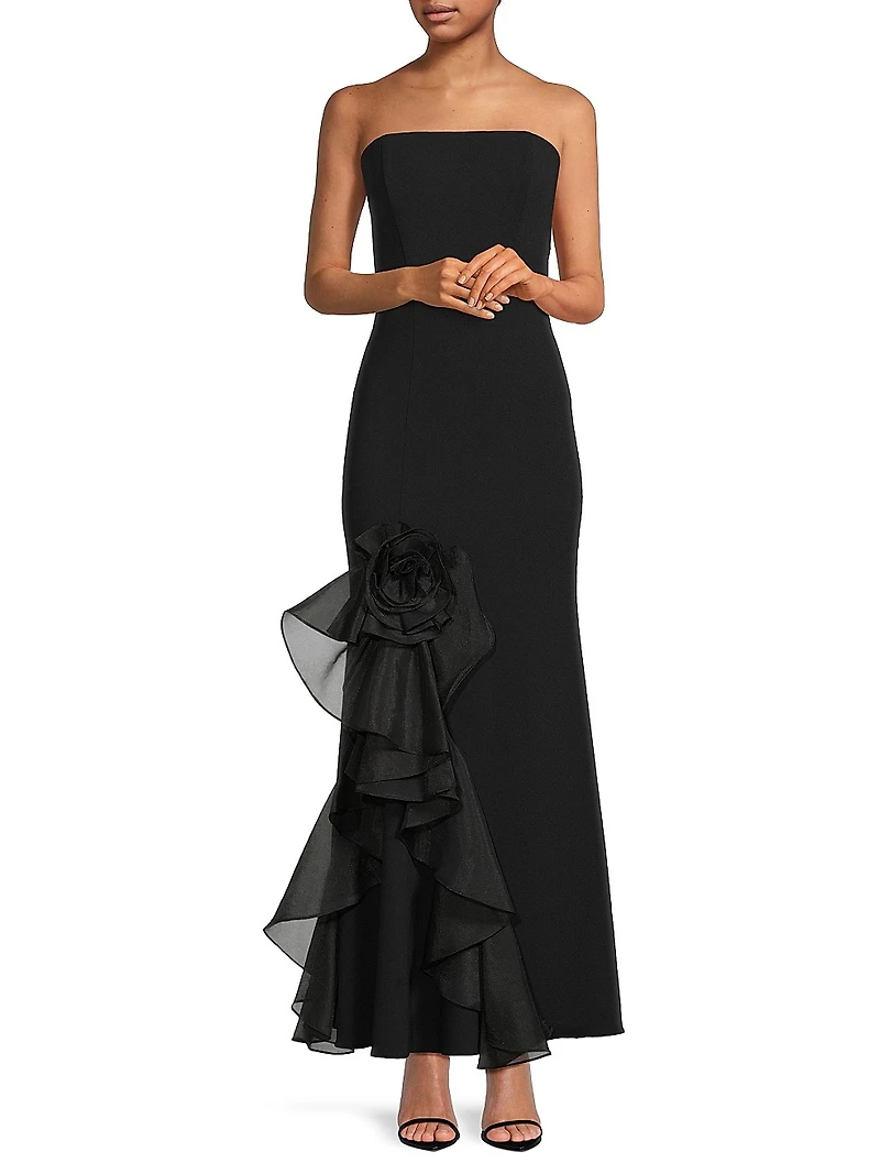 Tulle Rosette Strapless Mermaid Gown