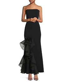 Tulle Rosette Strapless Mermaid Gown