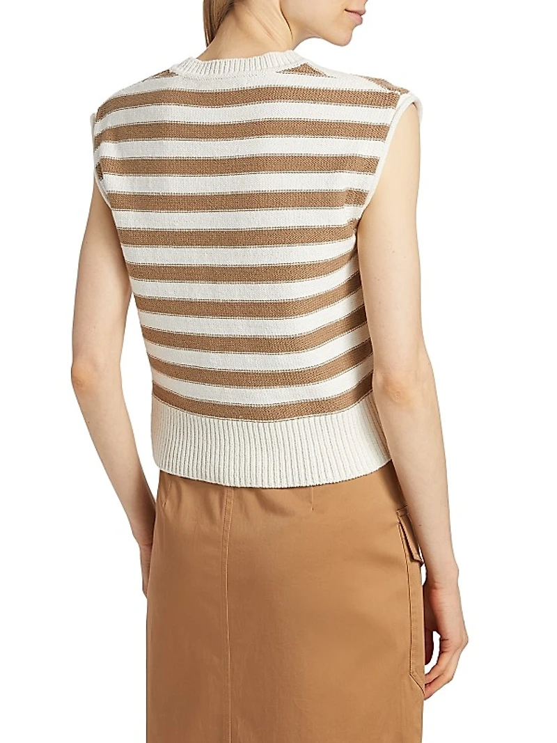 Vera Striped Cotton Cap-Sleeve Sweater
