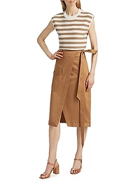 Vera Striped Cotton Cap-Sleeve Sweater