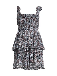 Floral Georgette Smocked Minidress