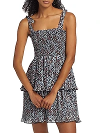 Floral Georgette Smocked Minidress