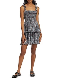 Floral Georgette Smocked Minidress